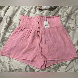 NWT Simply Southern High Waist Button Short Taffy Pink Size Small/Medium